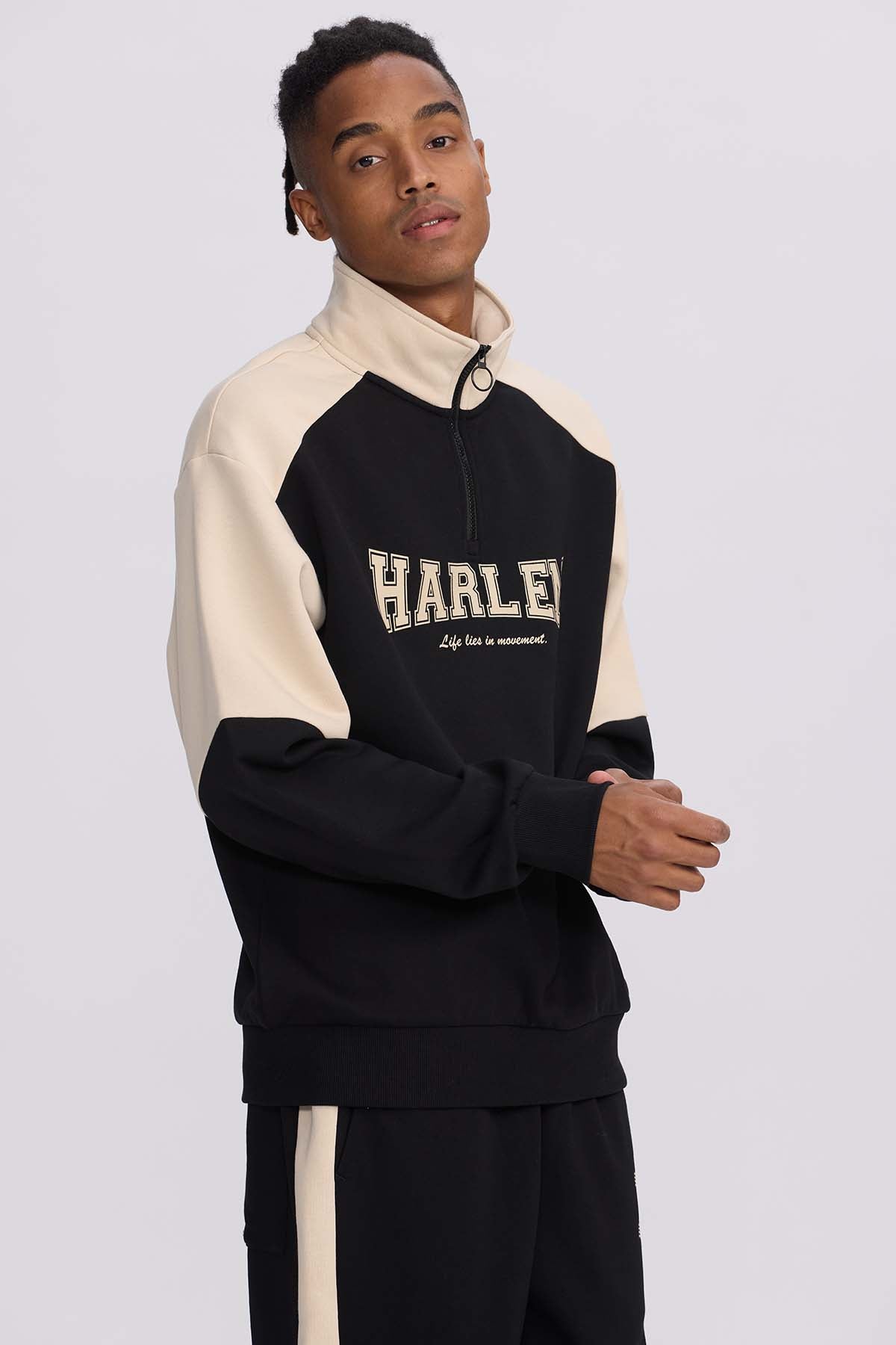 Polerón Hombre Half Zipper Negro
