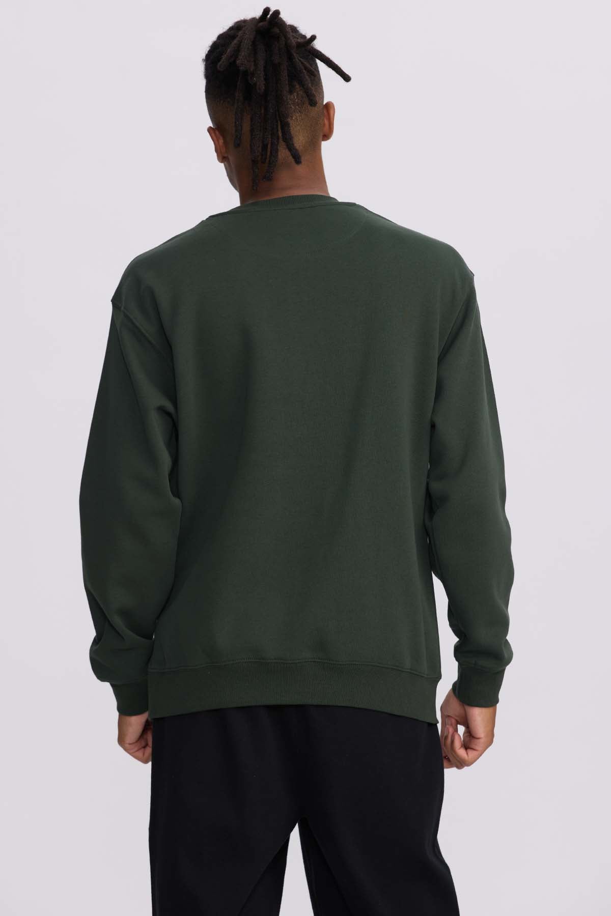 Polerón Hombre Central Print Verde Militar