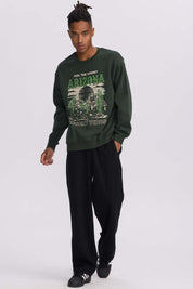 Polerón Hombre Central Print Verde Militar