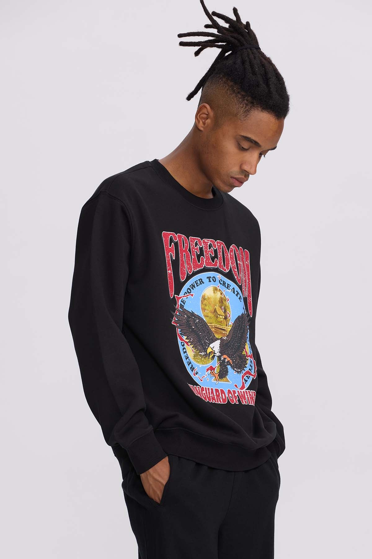 Polerón Hombre Central Print Negro
