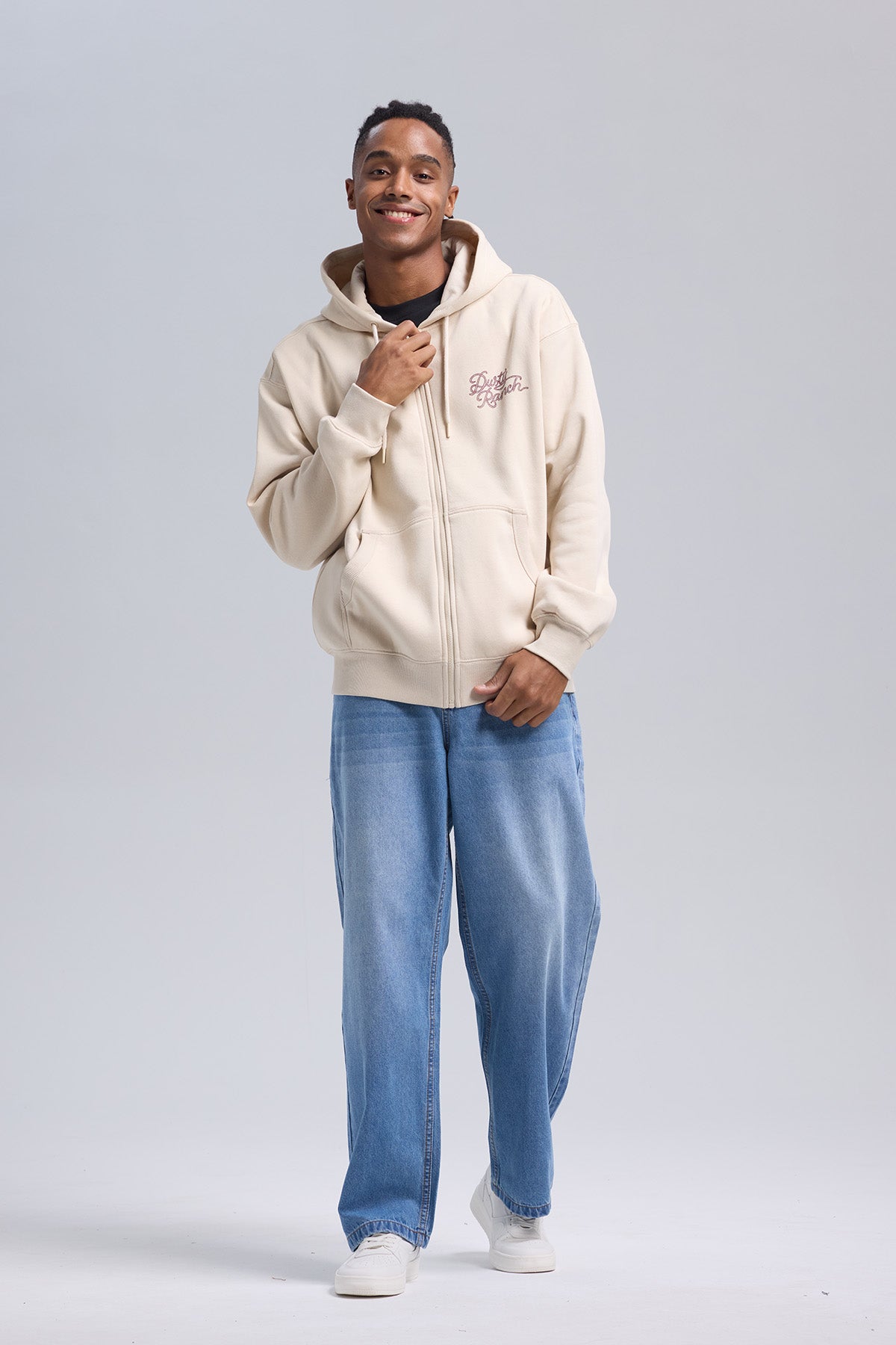 Polerón Hombre Full Zipper Doble Beige