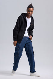 Polerón Hombre Full Zipper Doble Negro