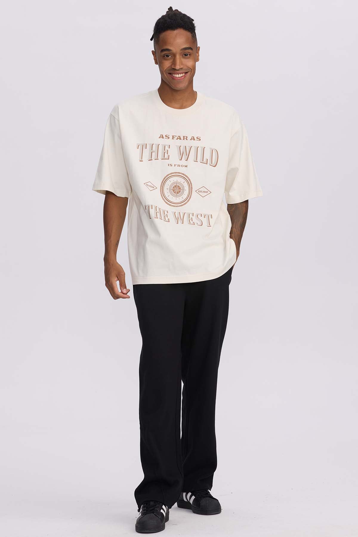 Polera Hombre Print Central West Beige
