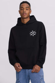 Polerón Hombre Hoodie Doble Print Negro