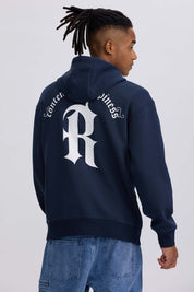 Polerón Hombre Full Zipper Print Azul Noche