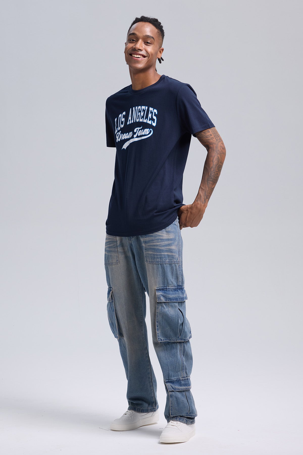 Polera Hombre Print Posicional Azul