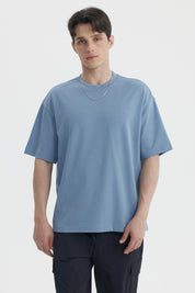 Polera Hombre Loose Fit Azul Piedra Claro