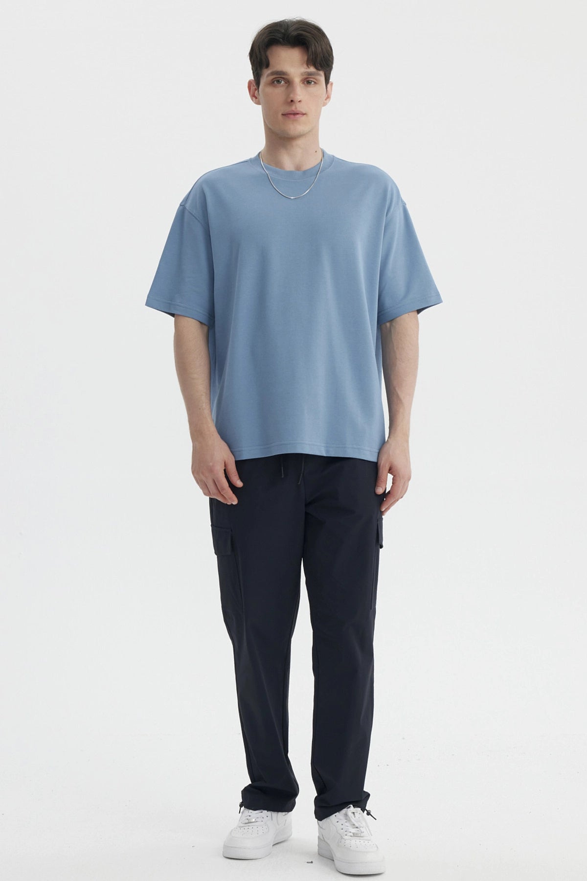 Polera Hombre Loose Fit Azul Piedra Claro