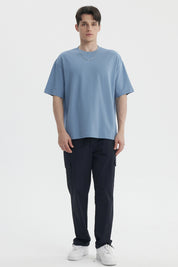 Polera Hombre Loose Fit Azul Piedra Claro