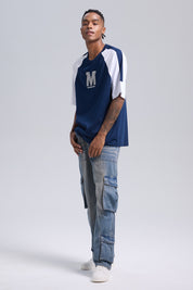 Polera Hombre Manga Contratono Azul Claro