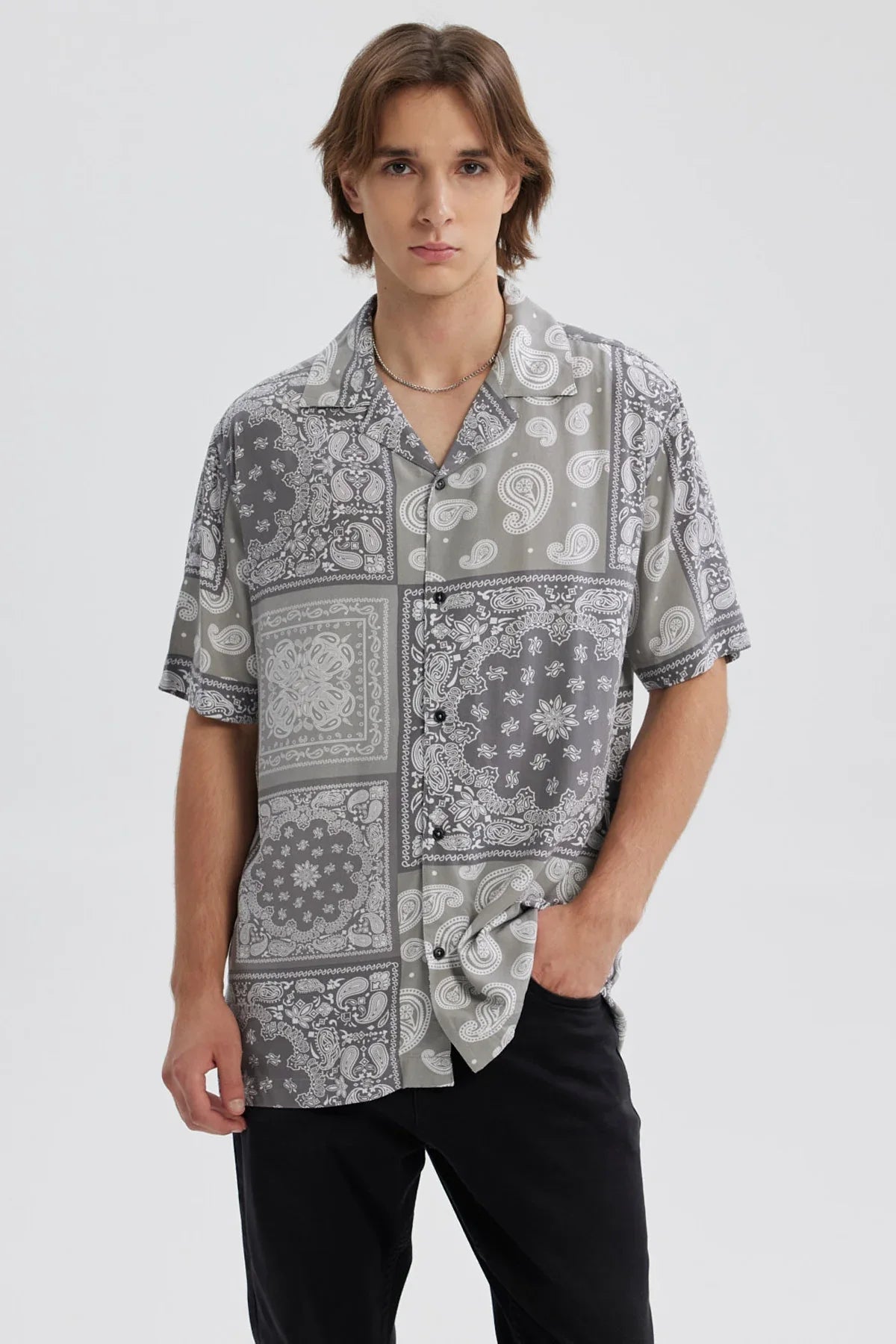 Camisa Hombre Full Rapport Banda Gris
