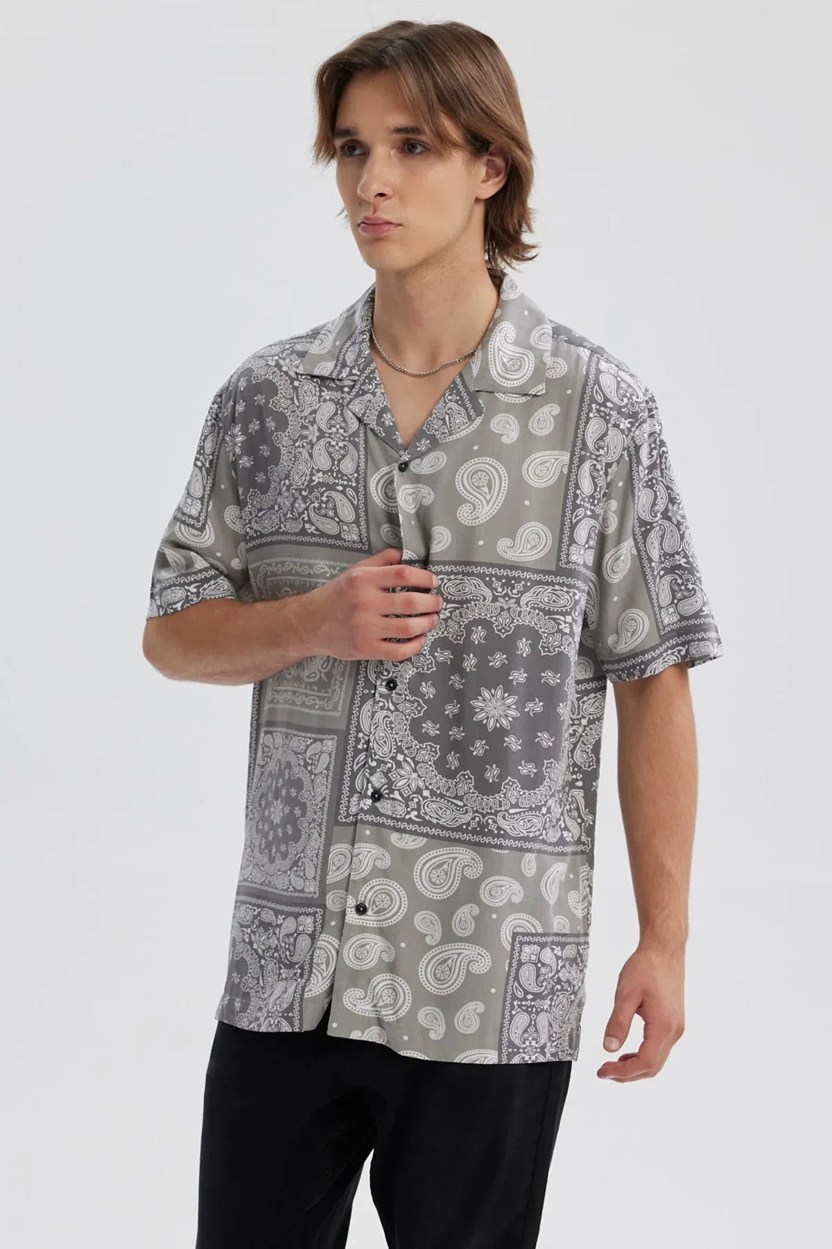 Camisa Hombre Full Rapport Banda Gris