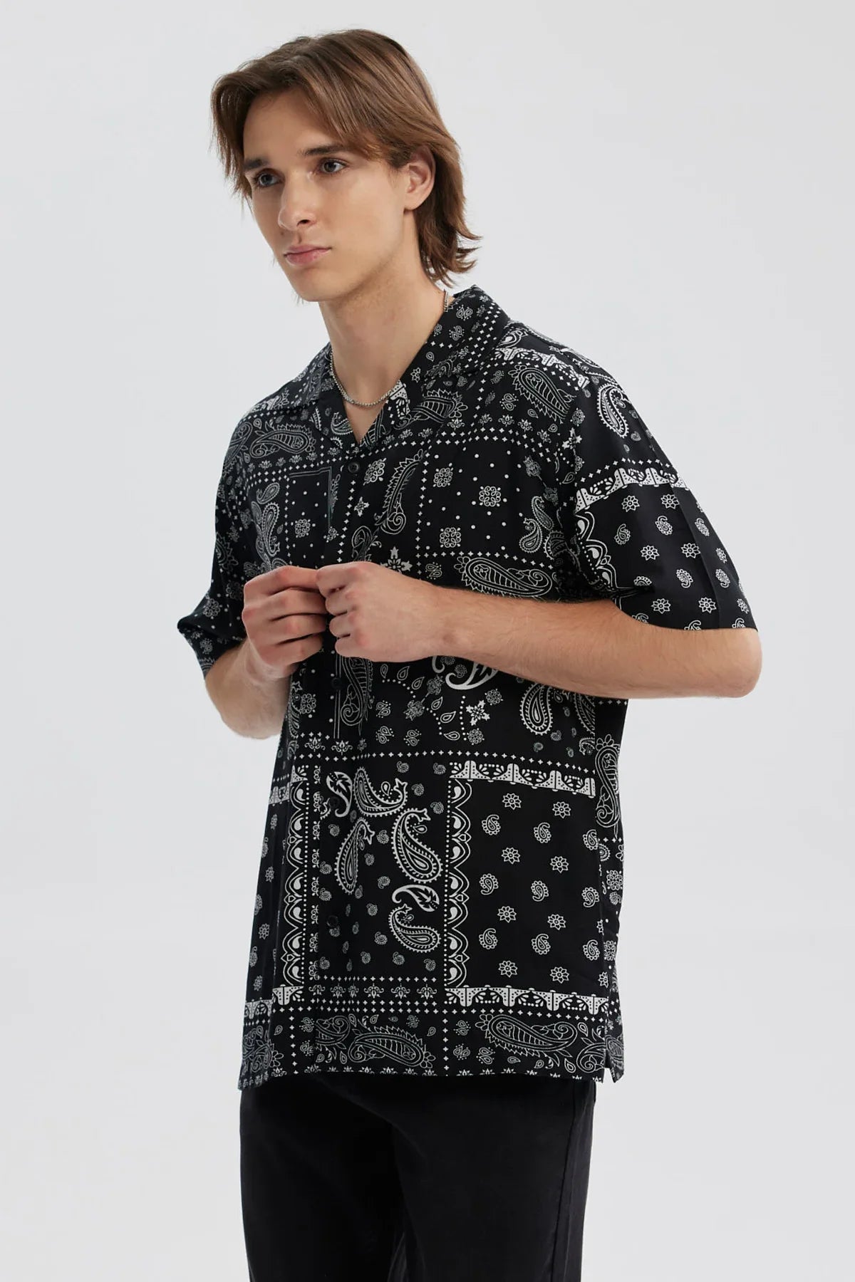Camisa Hombre Full Rapport Banda Negro