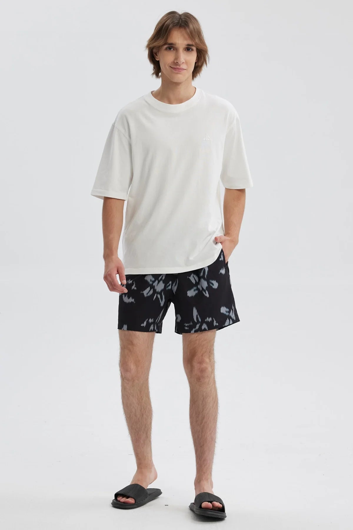 Short de Baño Hombre Full Print Negro