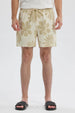 Short de baño hombre tropical beige con estampado floral en tonos claros y cintura ajustable