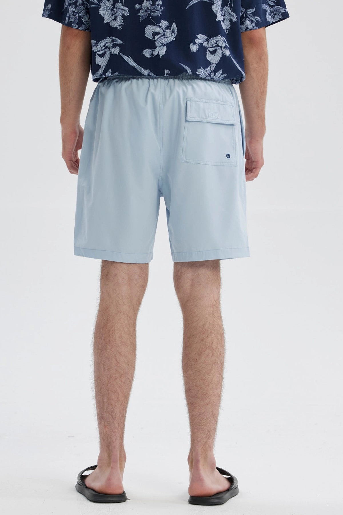 Short de Baño Hombre Liso Celeste