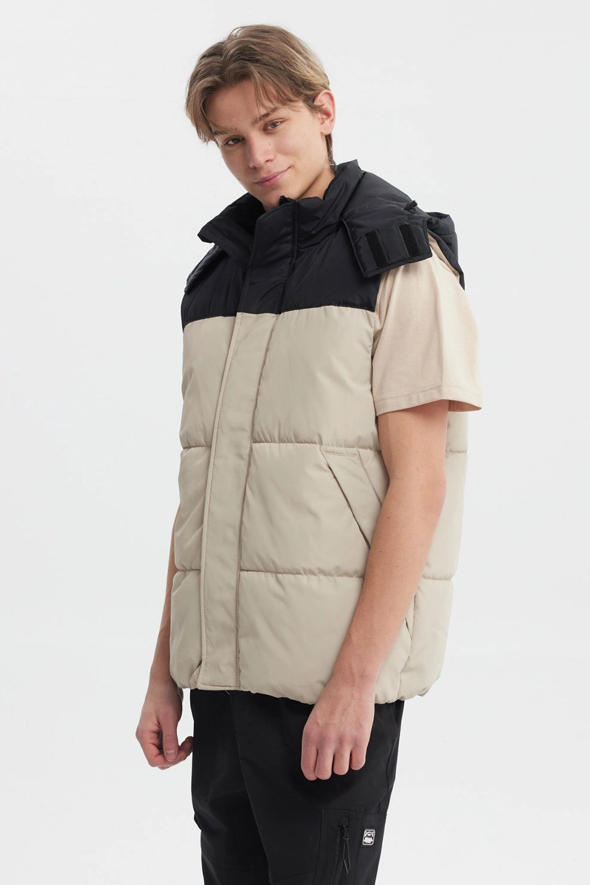 Parka Hombre Puffa Bicolor Beige
