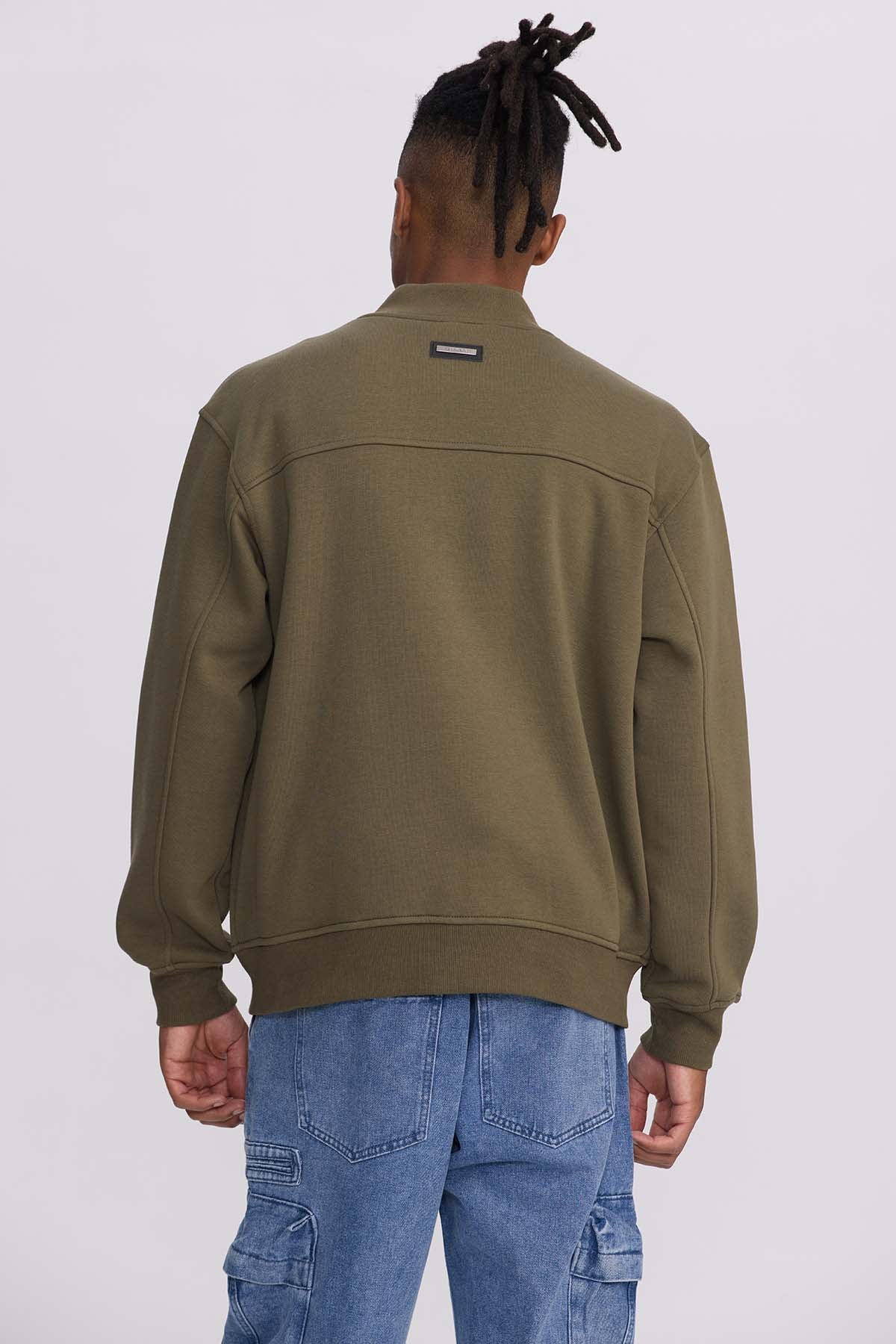 Polerón Hombre Bomber Verde Olivo