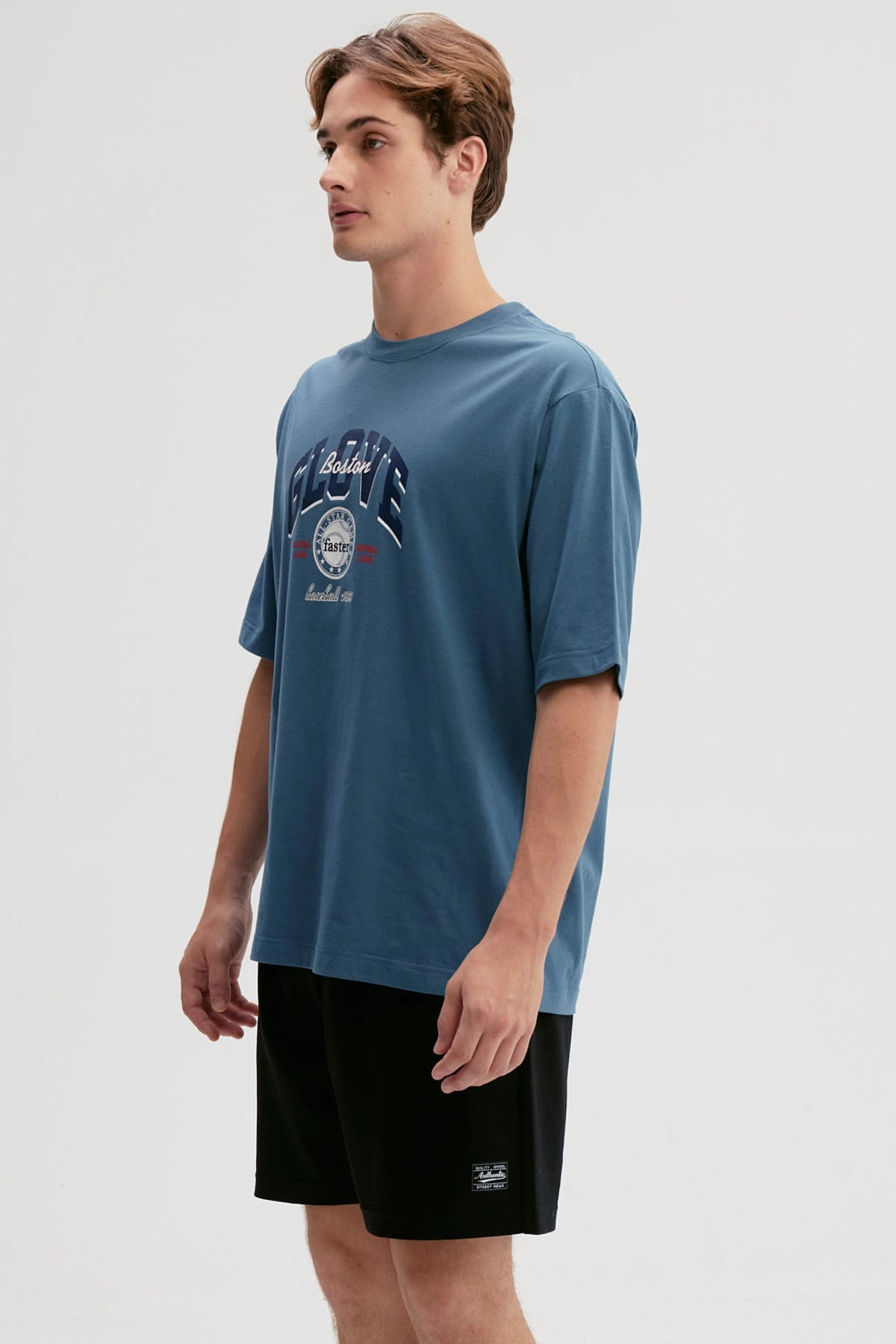 Polera Hombre Print Azul Piedra