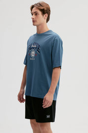 Polera Hombre Print Azul Piedra