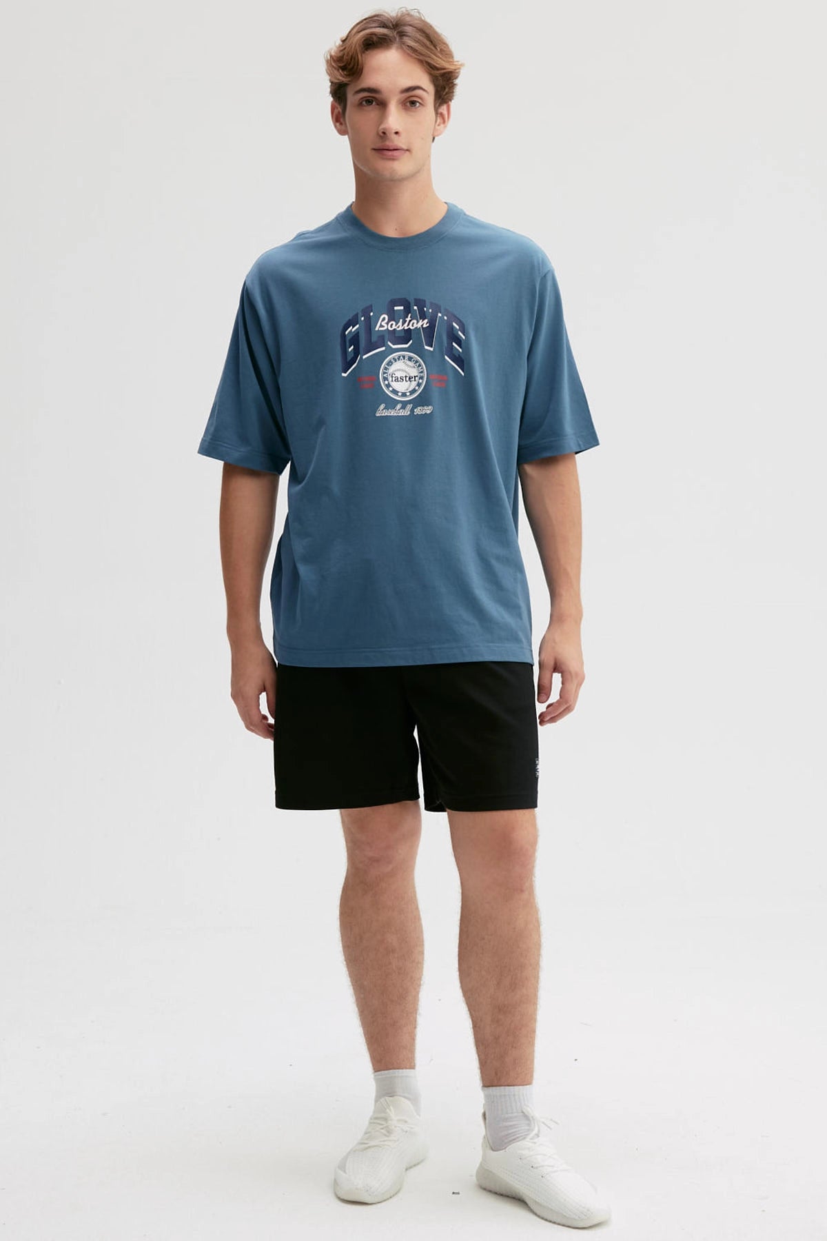 Polera Hombre Print Azul Piedra