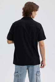 Camisa Hombre Lisa Bolsillo Negro