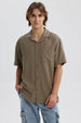 Camisa Hombre Lisa Bolsillo Café