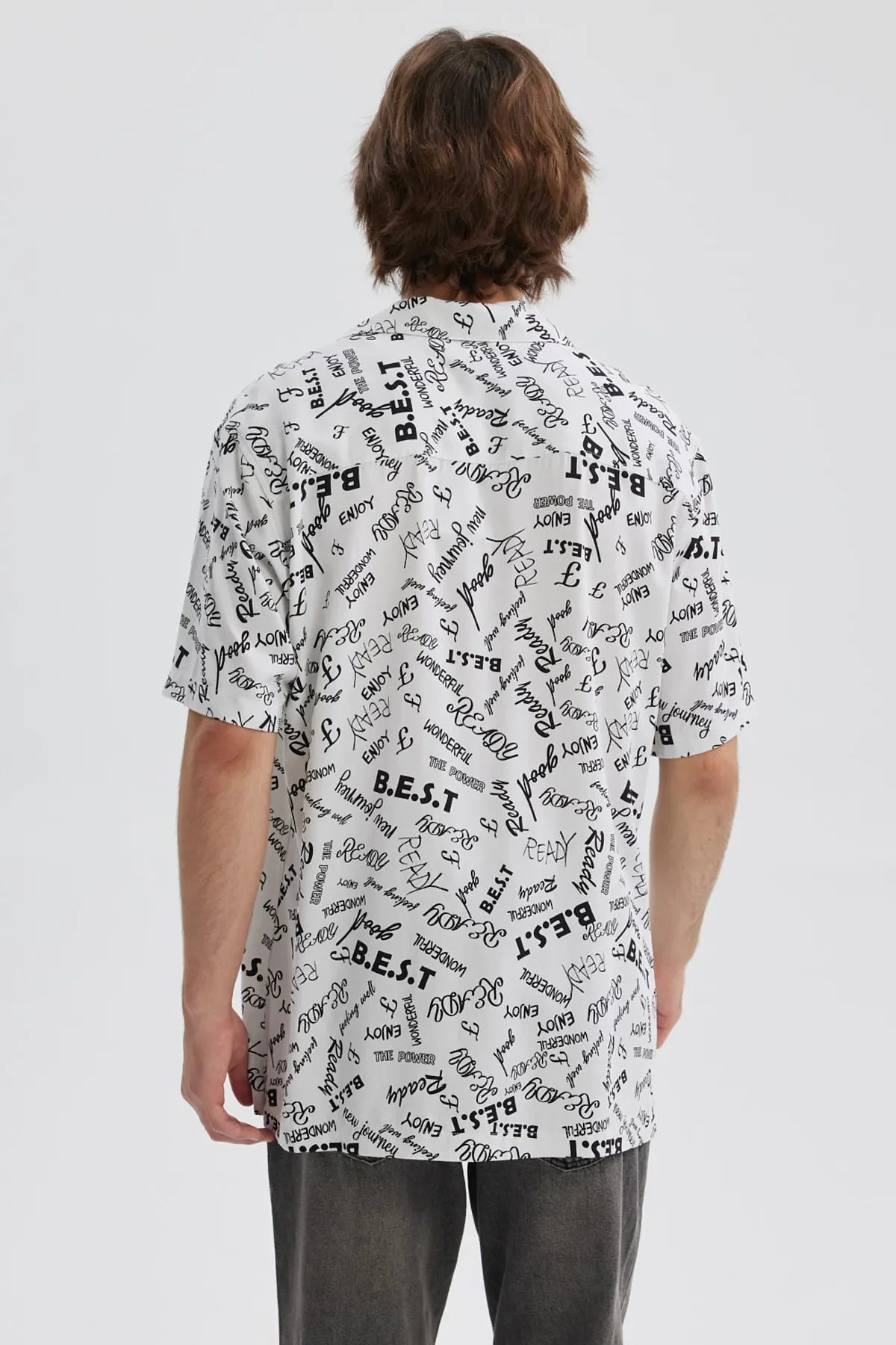 Camisa Hombre Full Print Blanco