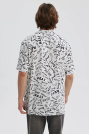 Camisa Hombre Full Print Blanco