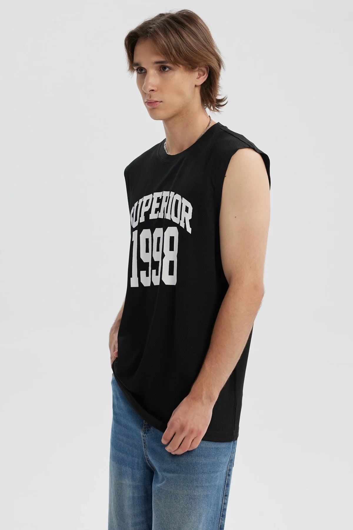 Polera Hombre Print Posicional Negro / Blanco