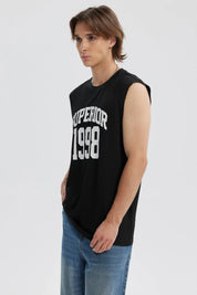 Polera Hombre Print Posicional Negro / Blanco