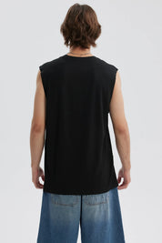 Polera Hombre Print Posicional Negro / Blanco