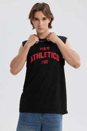 Polera Hombre Print Posicional Negro / Rojo