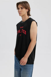 Polera Hombre Print Posicional Negro / Rojo