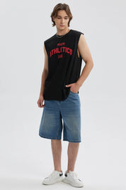 Polera Hombre Print Posicional Negro / Rojo