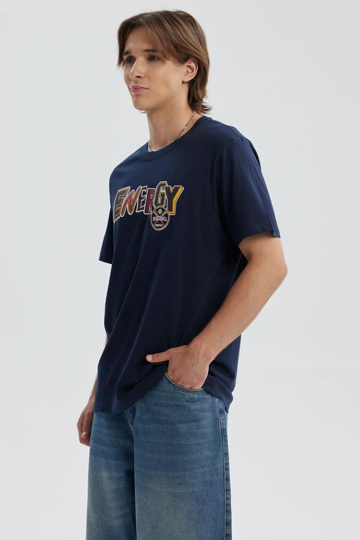 Polera Hombre Print Posicional Azul Oscuro