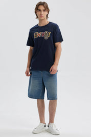 Polera Hombre Print Posicional Azul Oscuro