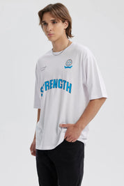 Polera Hombre Estampado Blanco