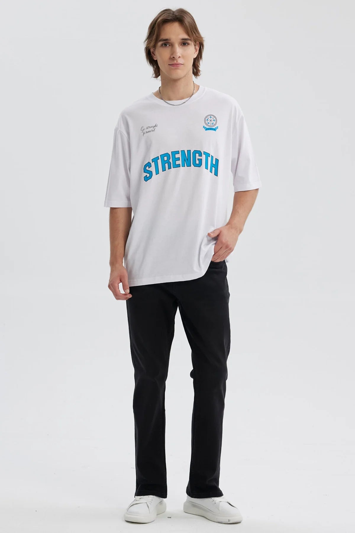 Polera Hombre Estampado Blanco