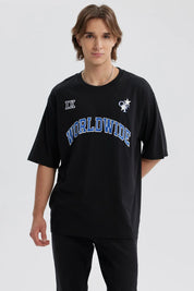 Polera Hombre Estampado Negro