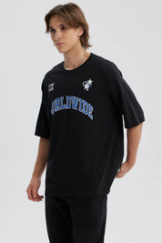 Polera Hombre Estampado Negro