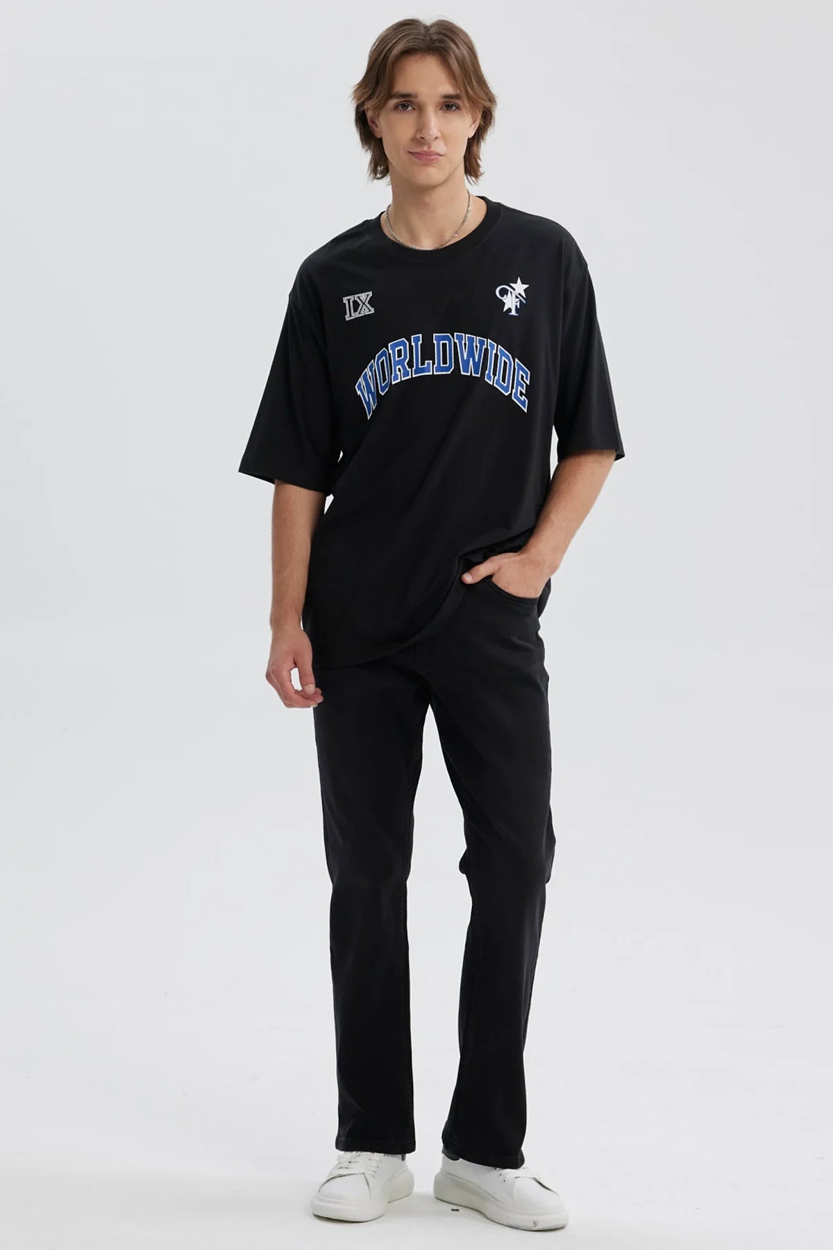 Polera Hombre Estampado Negro