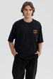 Polera Hombre Doble Print Negro