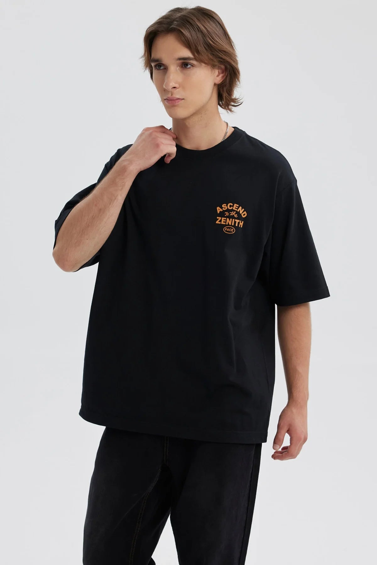 Polera Hombre Doble Print Negro