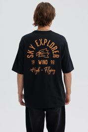 Polera Hombre Doble Print Negro