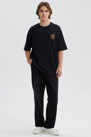 Polera Hombre Doble Print Negro