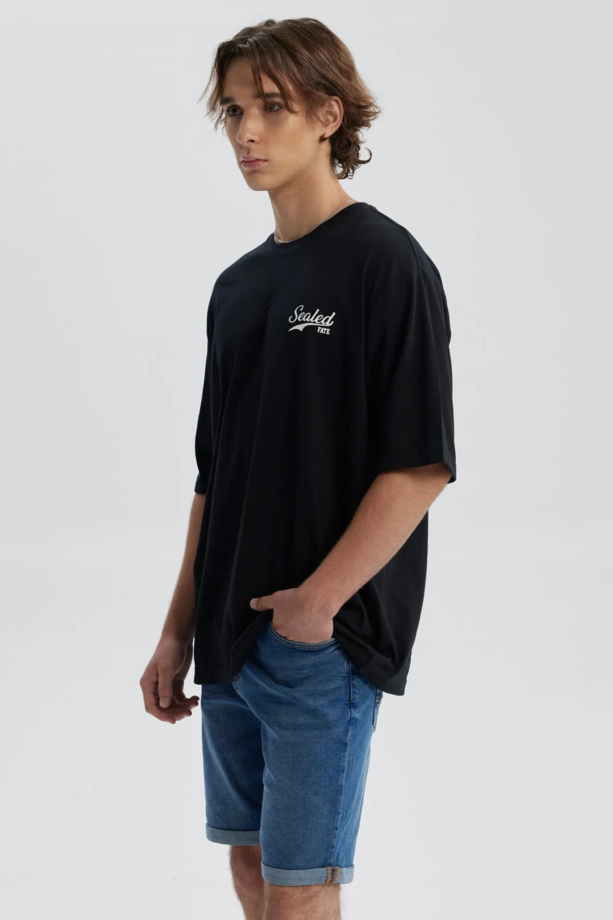 Polera Hombre Doble Print Negro / Blanco