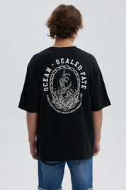 Polera Hombre Doble Print Negro / Blanco