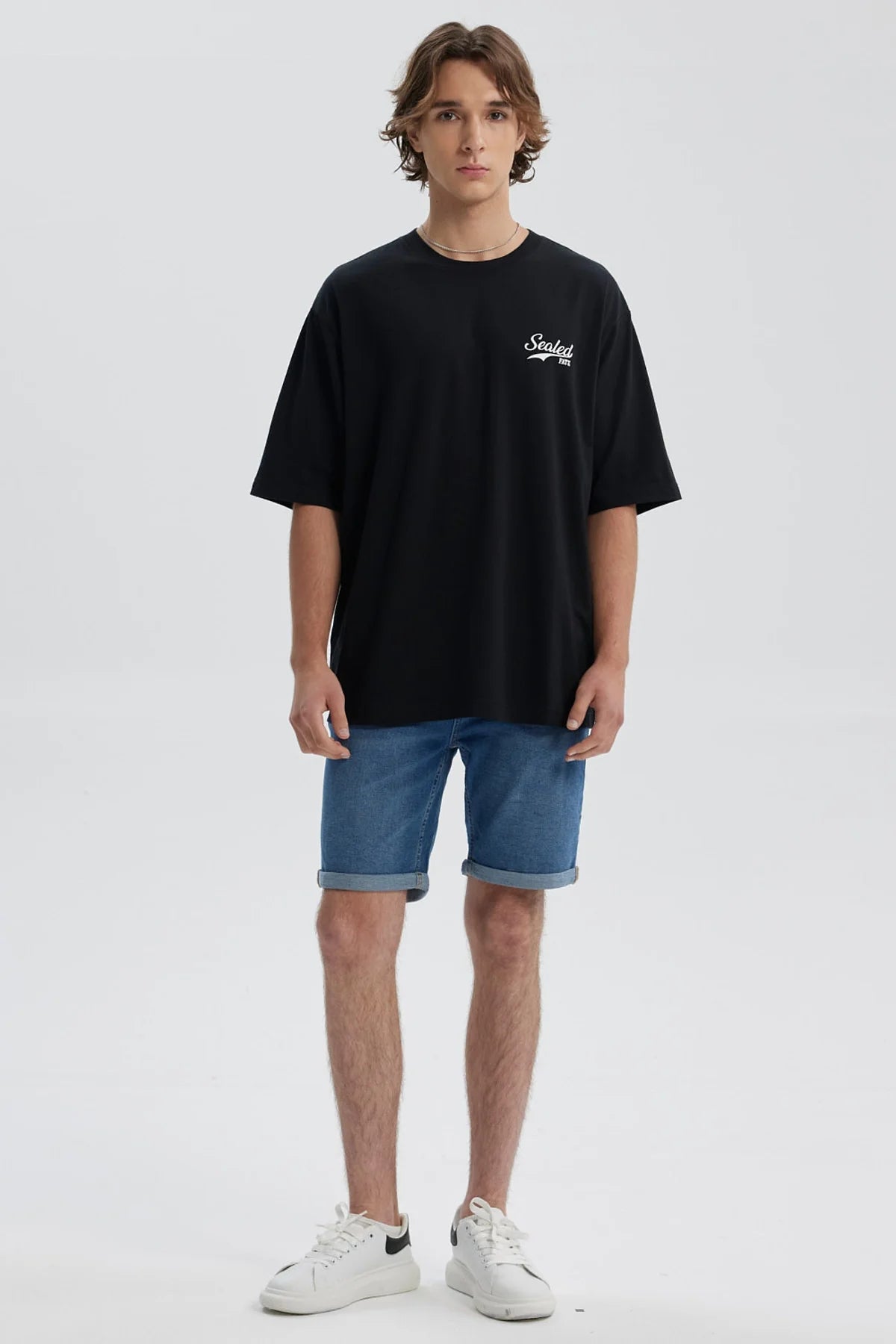 Polera Hombre Doble Print Negro / Blanco