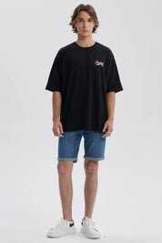 Polera Hombre Doble Print Negro / Blanco